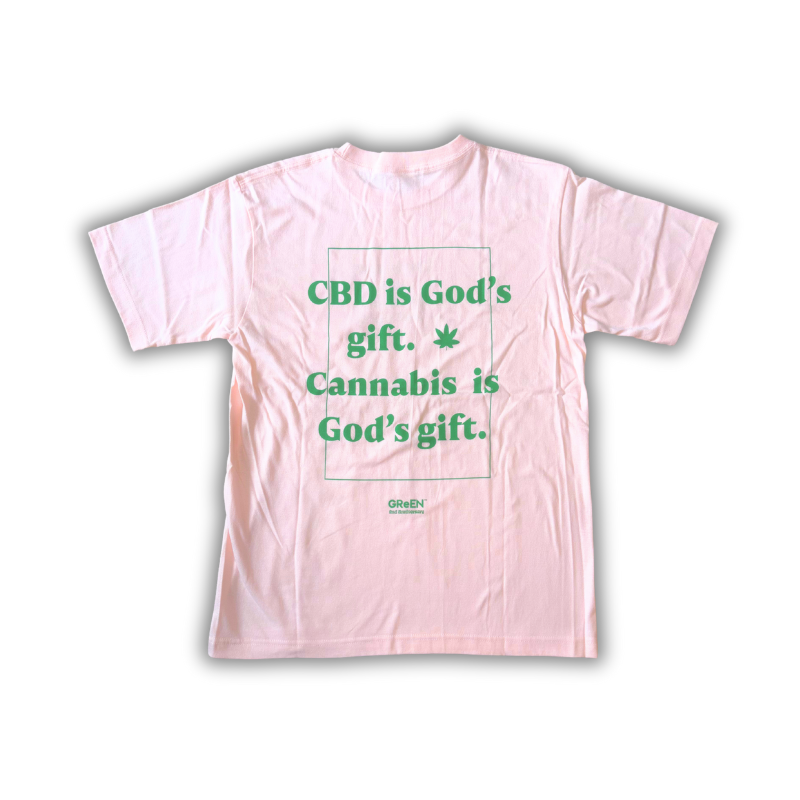 【アパレル】GReEN™オリジナルプリントTシャツ / God'sGift Tシャツ / 6.2オンス / プレミアムTシャツ / バックプリント有り / ピンク