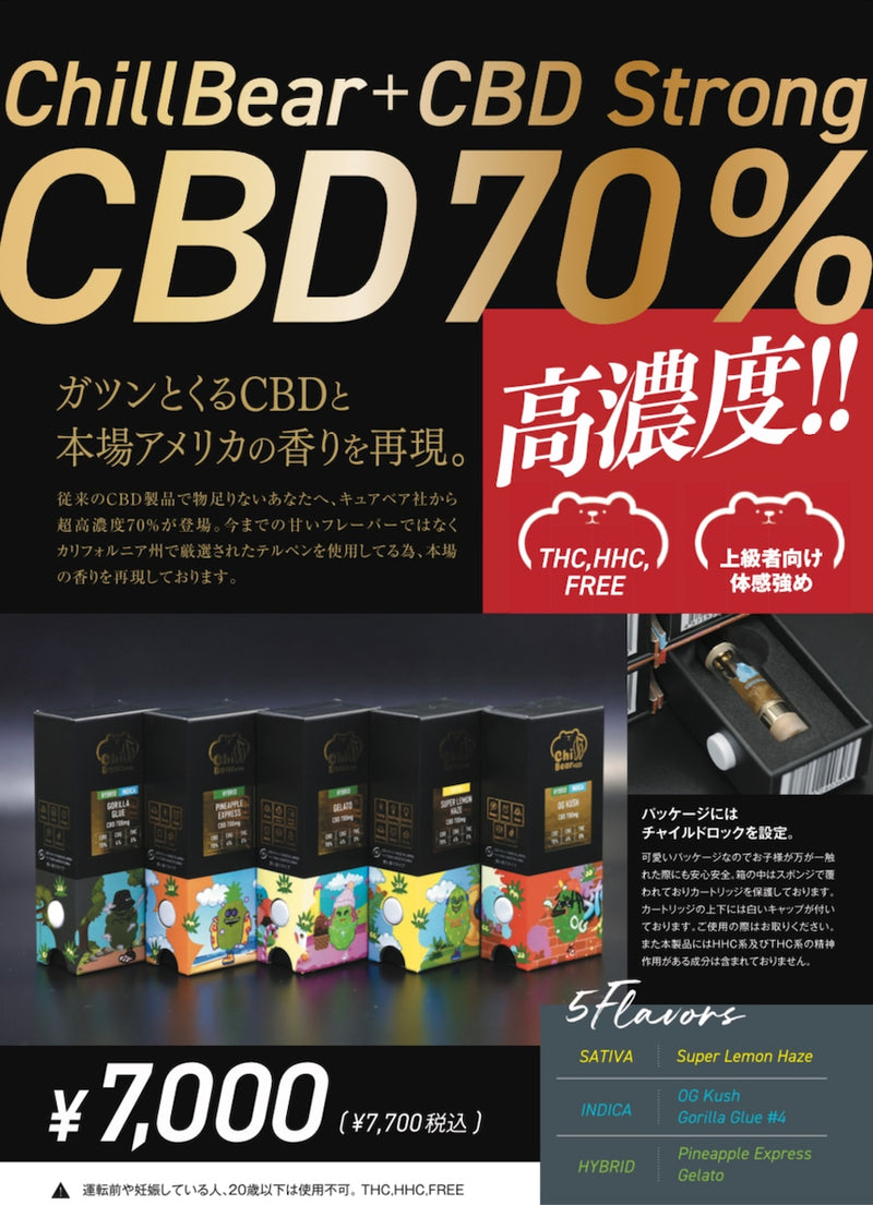【吸引】CBDカートリッジ70% / トータルカンナビノイド700mg / 5フレーバー / 1.0ml